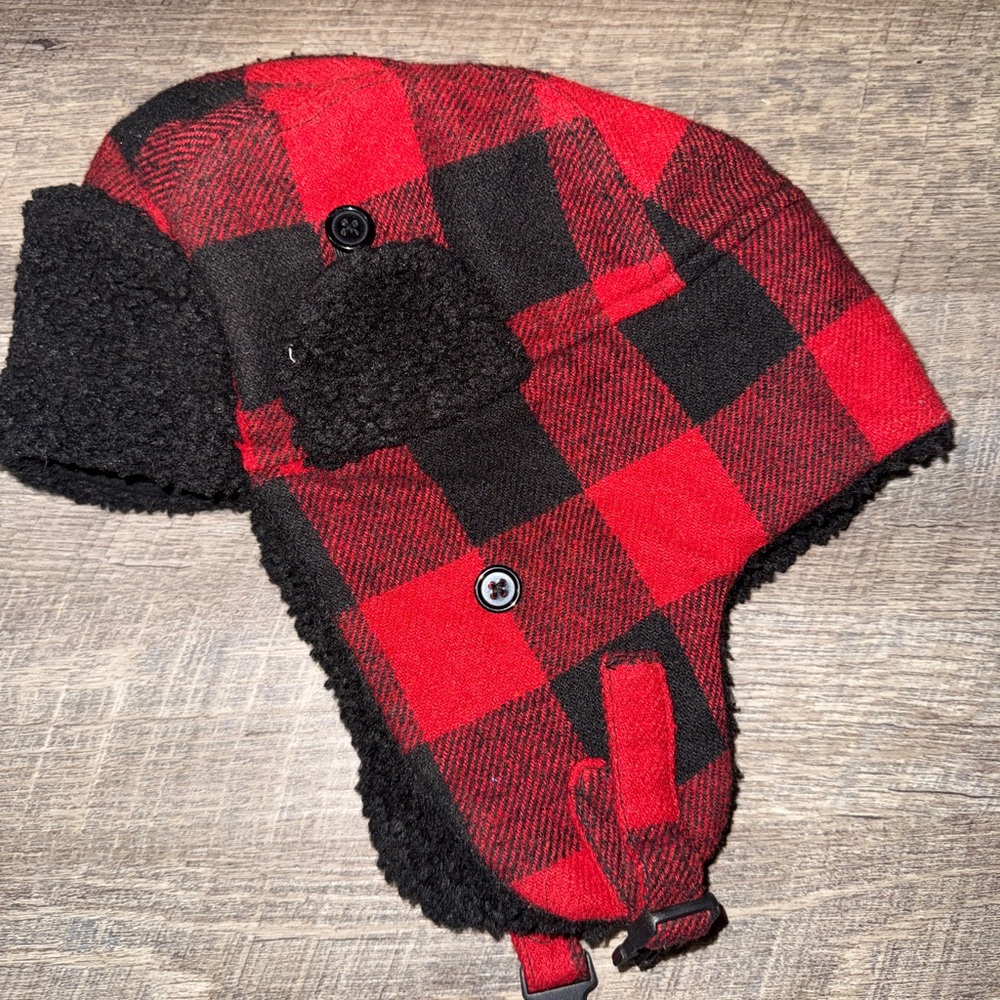 Eddie Bauer Red and Black Kids Plaid Hat